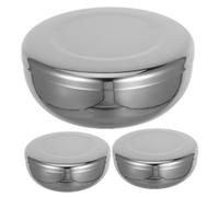 Healifty 3 pièces Lot de Bols Inox Épais avec Couvercle Bol Multifonction pour Soupe Salade et Riz Récipient Alimentaire Portable et Acier Inoxydable avec Double pour Préparation et