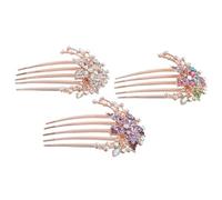 Healifty 3 pièces Peignes Latéraux pour Cheveux Femme Colorés Strass Décoratifs Légers Confortables pour Mariage Demoiselle Honneur Banquet