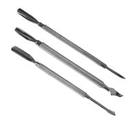 Healifty 3 pièces Repousse Cuticules Acier Inoxydable Outils Manucure Double Embout Ergonomique pour Soin Ongles et Exfoliation Cuticules Professionnel et Personnel