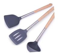 Healifty 3 pièces Set de Ustensiles de Cuisine Silicone Antiadhésifs Spatule Louche et Écumoire Souple pour Cuisson sans Rayures Outils pour Maison et Restaurant