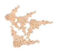 Healifty 4 Pièces Appliques Décoratives Sculpté Coins Floraux Non Peints Décorations Murales et Meubles Style Européen pour Portes Armoires Lits et DIY