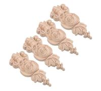 Healifty 4 Pièces Appliques Sculptées Non Peintes pour Décorations Artistiques pour Armoires Portes Projets DIY de Décor Vintage pour Intérieur