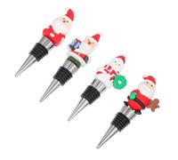 Healifty 4 pièces Bouchons de Vin Réutilisables avec Design de Noël Bouchon Liège Scellant Sous Vide pour Bouteilles de Vin Soda et et