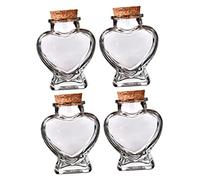 Healifty 4 pièces Bouteilles Verre Transparentes Forme de Cœur Flacons Parfum DIY avec Bouchon Bocaux à Décoratifs pour et Décoration