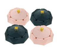 Healifty 4 Pièces Cendrier avec Couvercle Acier Inoxydable Porte-Cendres Anti-Vent à Motif Couronne pour Bureau et Maison et Facile à Nettoyer