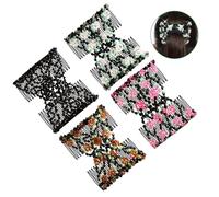 Healifty 4 pièces Pince à Cheveux Double Peigne Perlé Accessoire Extensible Mode pour Femmes et Filles Maintien Confortable Adapté à Tous Types de Cheveux et Coiffures Variées Usage