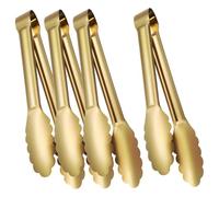 Healifty 4 pièces Pinces à Salade Acier Inoxydable Pinces de Service Robustes Ustensiles de Cuisine Élégants pour Buffet Toast et Salade Finition Dorée