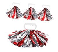 Healifty 4 pièces Pompons de Cheerleading Métallique et Argenté Pompoms à Quatre Doigts PE Accessoires de Danse pour Équipes et Compétitions Sportives