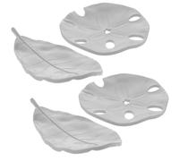 Healifty 4 Pièces Porte-savonnette Plaque à Savonnette en PP, Forme Feuille de Lotus, Gris, Auto-drainant, Stable, Facile à Nettoyer, Cuisine et Près de L’évier