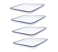 Healifty 4 Pièces Set de Plateaux Émail Rétro pour Rôtissage Plateaux de Cuisson Émail Blanc pour Cuisine Laboratoire et Usage