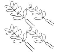 Healifty 4 Pièces Treillis en Fer Noir pour Plantes Grimpantes, Support Stable Finition Mate et Forme Feuille, pour Jardin et Bureau, Structure Fine en Maille