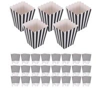 Healifty 48 Pièces Boîtes à Popcorn Rétro Rayées Conteneurs Pliables pour Snacks Frites et Cookies Seaux Papier Décoratifs pour Fêtes Cinéma Carnaval