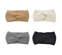 Healifty 4pcs Bandeaux en Laine Tricotés Confortables et Élastiques pour Femmes et Filles, Accessoires D'hiver pour Cheveux, Sport Activités Hivernales