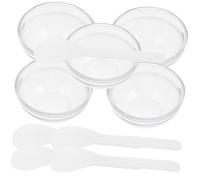 Healifty 5 ensembles Bol de Mélange Verre Transparent pour Masques Visage et Huiles Essentielles avec Bâtonnets Blancs et Portable pour Usage Domestique et Salon Spa