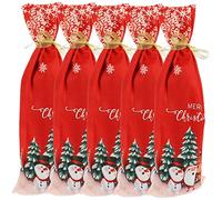 Healifty 5 Pièces avec Cordon de Serrage Pochettes Décoratives pour Bouteilles de Vin pour et de Noël