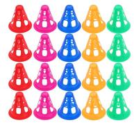 Healifty 50 Pièces Cônes de Patinage Sportif Souples en PVC | Marqueurs Légers et Portables, Usage en Roller Skating, pour Parcs et Communautés, Lot de Cinq Couleurs