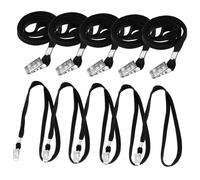 Healifty 50 pièces Cordons Tour de Cou pour Badges avec Clip Métallique Résistant Cordons Suspendus Pratiques Coton Noir pour Cartes Identité Travail Exposition et Bureau