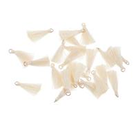 Healifty 50 Pompons Porte-Clés en Rayon Beige de 3 CM, Solides et Faciles à Attacher, pour Bracelets et Boucles d'Oreilles, Pack de 50 Pièces pour Créations DIY