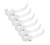 Healifty 6 Pièces Doves Décoratifs Blancs Artificiels Oiseaux Réalistes Mousse Ornements Polyvalents pour Mariage Décorations de Noël et Projets