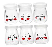 Healifty 6 pièces Lot de Pots Yaourt Verre avec Large Ouverture pour Confiture Pudding et Stockage Alimentaire Bouteilles Réutilisables et Faciles à Nettoyer Modèle avec Corde Design