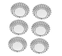 Healifty 6 pièces Moules Tartelettes Inox Moules Pâtisserie Réutilisables pour Quiches et Cupcakes Fond Plat Antiadhésif Ustensiles de Cuisson DIY pour Maison et Professionnel