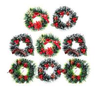 Healifty 8 Pièces Mini Couronnes de Noël Miniatures Artificielles Décorations Suspendues pour Maison de Poupée Accessoires DIY pour Fenêtre Porte Cheminée