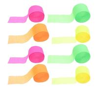 Healifty 8 Pièces Papier Crépon Fluorescent pour Décorations de Fête Bandes Colorées Longues Papier pour Mariages Anniversaires et Festivals Vert Rose Jaune Orange