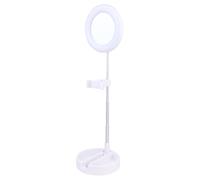Healifty Anneau Lumineux LED Blanc avec Support Téléphone Portable Réglable Lampe de Bureau Multifonction pour Maquillage et Selfie Lumière LED Dimmable Éclairage Annulaire Portable