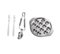Healifty Assiette Escargots Inox avec Fourchette et Pince Plateau de Cuisson Multifonction pour Maison et Restaurant Résistant Corrosion et Compatible Four et Lave-vaisselle