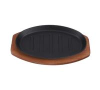 Healifty Assiette Poisson Fer Avec Base Bois Poêle à Steak Pour Cuisson De Divers Aliments Plateau Antiadhésif Pour Barbecue