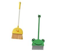 Healifty Balai pour Garçon et Filles Motif Canard Jaune, Petit Balai de Nettoyage Ménager, Matériau Sûr PP et Pet, Manche sans Aspérités, pour Tout-Petits, Usage Domestique, Lot de 2