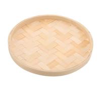 Healifty Bamboo Weaving Sieve Tray Handmade Unpainted Round Hanging Ornament For Home Wall Decor Bamboo Basket Serving Plate For Parties And Dessert Display