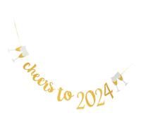 Healifty Bannière de Fête du Nouvel An 2024 Guirlande de Fanions Colorée Décoration Murale Suspendue pour Réveillon Accessoires pour Décoration et Fond Photo Fournitures de Fête 2024