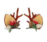 Healifty Barrettes à Cheveux de Noël en Bois de Cerf Légères et Confortables 1 Paire de Pinces Originales pour Coiffure Festive Accessoires de Fête D’Hiver pour Femmes et Filles