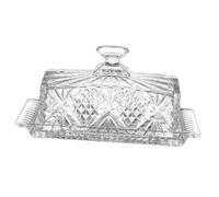 Healifty Beurrier Verre Rectangulaire Transparent avec Couvercle Décoré Boîte de Rangement pour Beurre Plat de Table pour Cuisine et Restaurant