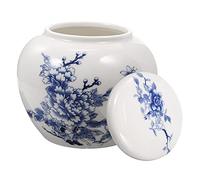 Healifty Bocal à Thé Hermétique en Céramique Pot de Stockage Multifonction Design Chic Couvercle Étanche Boîte de Rangement Cuisine pour Thé et Épices 1 Pièce