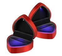 Healifty Boîte à Bagues de Cœur avec LED Lot de 2 Écrins Rouges Lumineux pour Demande en Mariage Anniversaire Doublure Peluche Protectrice Coffret Bijou Romantique pour Fiançailles