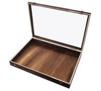 Healifty Boîte à Spécimens en Bois de Paulownia Carbone 45X32X6 CM Couvercle Transparent Vitrine D’Exposition pour Lépidoptères Insectes et Plantes Séchées Rangement Solide pour