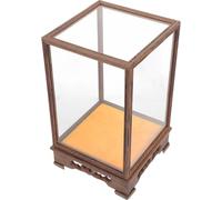 Healifty Boîte de Présentation en Bois Massif et Verre pour Figurines, Vitrine Transparente Anti-poussière 12x12x17 Cm, Support D’Exposition pour Objets Artisanaux et Collections,