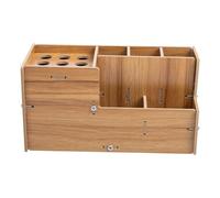 Healifty Boîte de Rangement Antidérapante en Bois Noyer pour Outils de Coiffure Support Ciseaux et Porte-peignes de Coiffure Étui Multifonction pour Salon Professionnel Organisateur