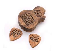 Healifty Boîte de Rangement pour Médiators de Guitare 2 Médiators, Ensemble Porte-médiators en Bois Léger et Solide, Accessoire Pratique pour Guitare, Basse et Ukulélé, Valisette