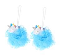 Healifty Boule de Bain Licorne Bleu Lot de 2 pour Garçon et Filles, Éponge Exfoliante, Accessoire Bain et Présent Fêtes