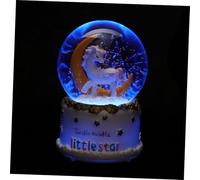 Healifty Boule De Cristal Musicale Licorne Lumière LED 80 12 Cm en Verre Transparent Décoration De Bureau Veilleuse pour Chambre Garçon Et Filles