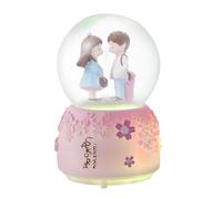 Healifty Boule de Cristal Musicale Romantique Saint-Valentin Décoration de Bureau Lumière LED 80 et Musique Ornement Romantique sans Pile Présent Couple Élégant