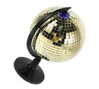Healifty Boule Disco Décorative Dorée M, Globe à Facettes Réfléchissantes Scintillant, Carte du Monde en Rotation, Décoration Rétro pour Bureau, Chambre ou Fête, Présent Créatif Éducatif