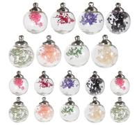 Healifty Boules en Verre Transparentes Creuses 20 Pièces, Perles Décoratives DIY Fleurs Séchées Multicolores, Accessoires pour Création Bijoux, Ornements Multifonctionnels pour Artisanat