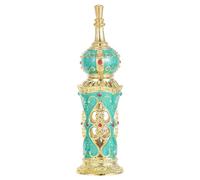 Healifty Bouteilles de parfum rechargeables en verre de style vintage du Moyen-Orient pour huiles essentielles, cadeaux de mariage, 12 ml (doré et vert)