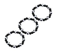 Healifty Bracelet Football Chic à Billes Noires et Blanches, Lot de 3, Accessoire de Sport pour Homme, Bracelet Thème Football, Style Décontracté, Présent Souvenir pour Fans et Événements