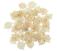 Healifty Breloques en Alliage Doré 50 Pièces Connecteurs Plats Doubles Trous 14-15Mm Breloques à Motifs Floraux Filigrane pour Création Bijoux DIY Colliers Bracelets et Boucles