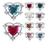 Healifty Breloques pour Ongles de Cœur 10 Pcs Cristaux Multicolores Argentés Accessoires de Manucure DIY pour Décoration Nail Art Emblèmes à Dos Plat Adaptés aux Ongles Couleur Aléatoire